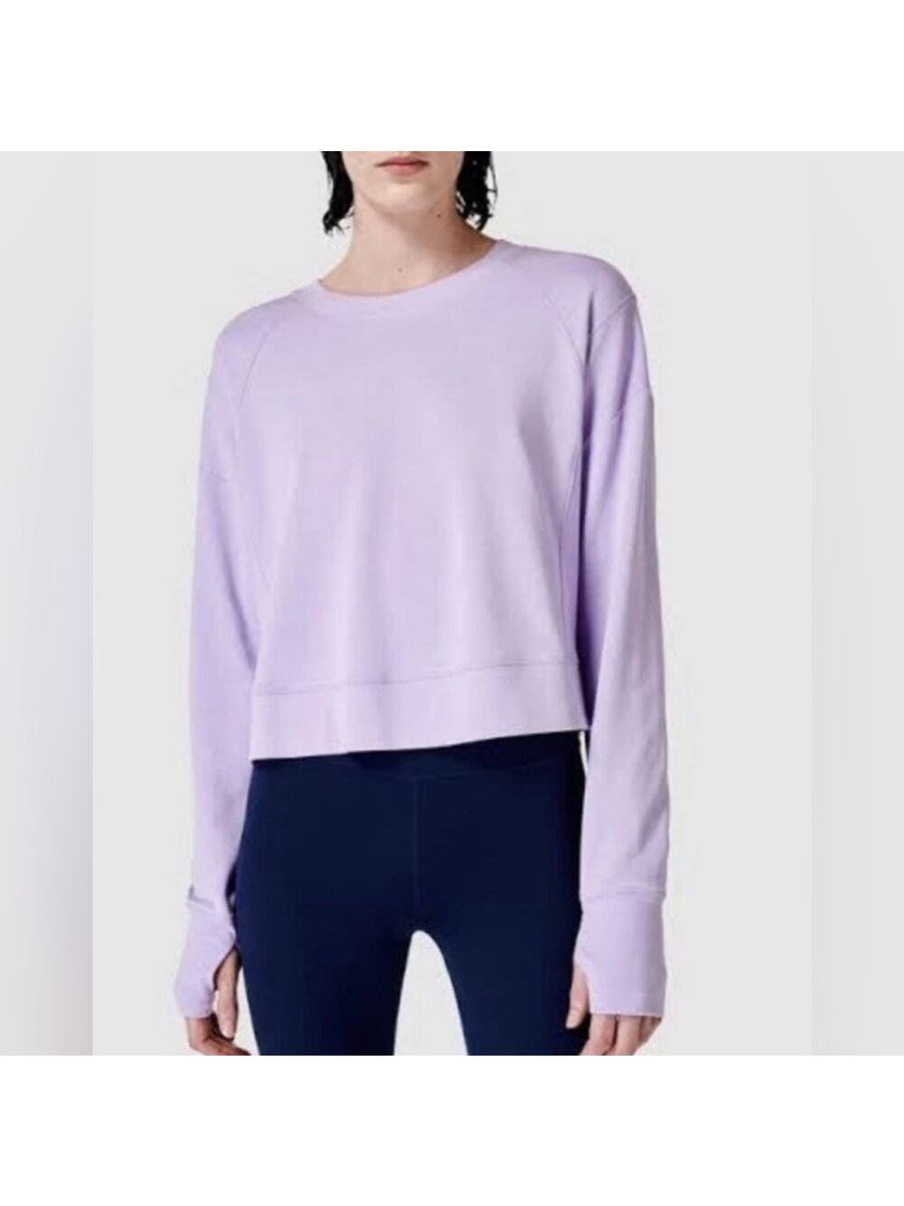 Sweaty Betty Sweatshirt Womens 12 Purple After Class Cropped Pullover Athletic